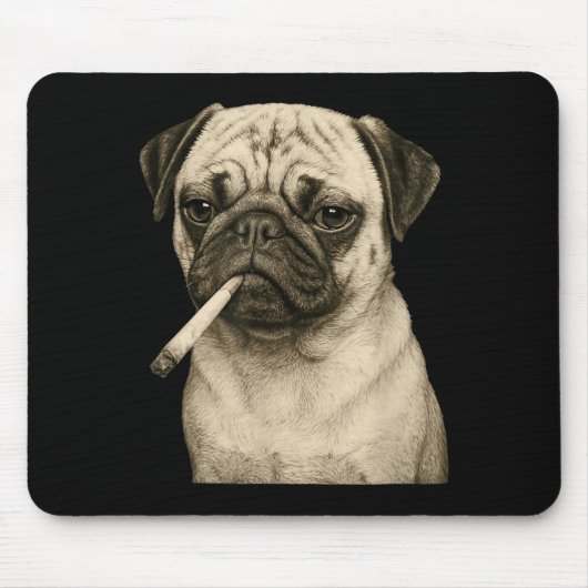 Funny Smoking Pug Dog Cigarette Gen Z Meme Graphic Muismat (Voorkant)
