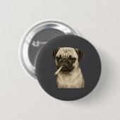 Funny Smoking Pug Dog Cigarette Gen Z Meme Graphic Ronde Button 5,7 Cm (Voorkant /achterkant)