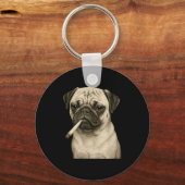 Funny Smoking Pug Dog Cigarette Gen Z Meme Graphic Sleutelhanger (Voorkant)