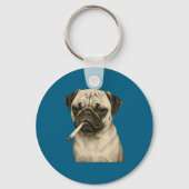 Funny Smoking Pug Dog Cigarette Gen Z Meme Graphic Sleutelhanger (Voorkant)