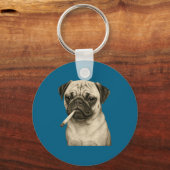 Funny Smoking Pug Dog Cigarette Gen Z Meme Graphic Sleutelhanger (Voorkant)
