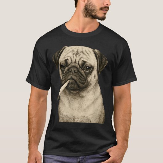 Funny Smoking Pug Dog Cigarette Gen Z Meme Graphic T-shirt (Voorkant)
