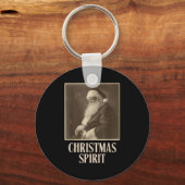Funny Smoking Santa Claus Christmas Srit Vintage Sleutelhanger (Voorkant)