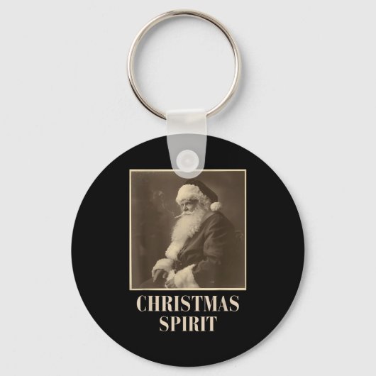 Funny Smoking Santa Claus Christmas Srit Vintage Sleutelhanger (Voorkant)