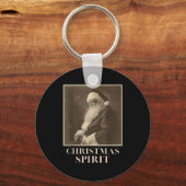 Funny Smoking Santa Claus Christmas Srit Vintage Sleutelhanger (Voorkant)