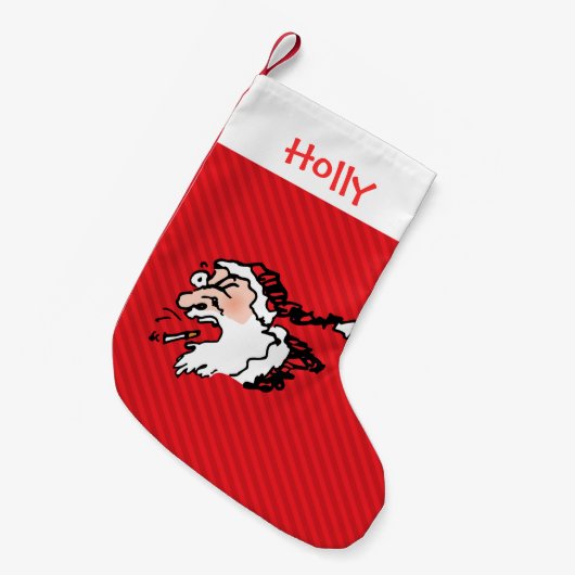 Funny Smoking Santa Persoonlijk Kleine Kerstsok (Voorkant (Hangend))