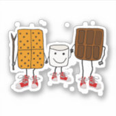 Funny Smores Camping Cartoon Sticker (Voorkant)