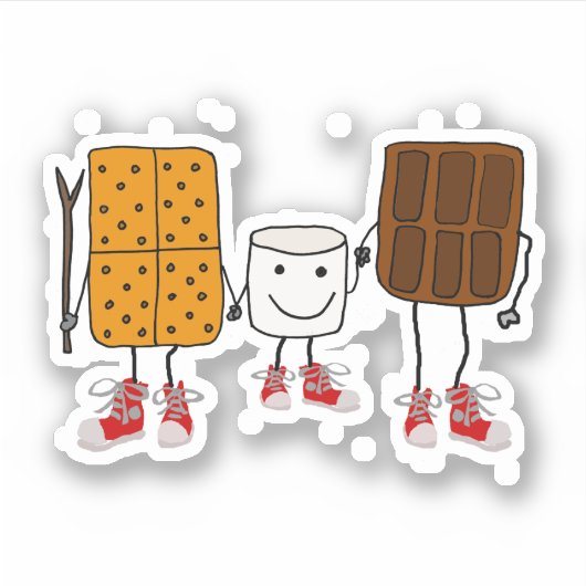 Funny Smores Camping Cartoon Sticker (Voorkant)