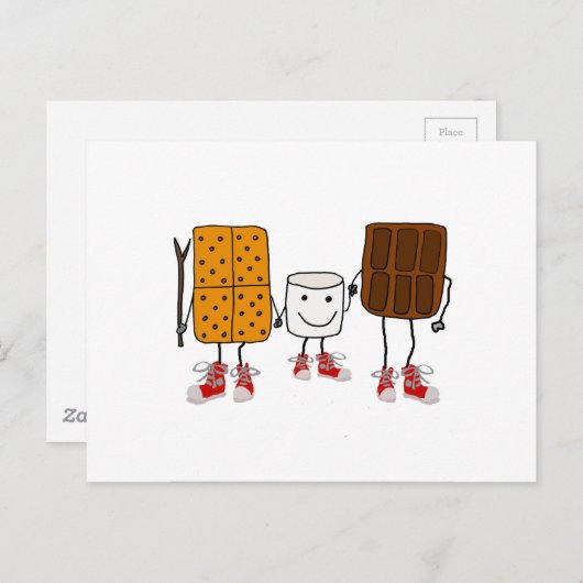 Funny Smores Characters Cartoon Briefkaart (Voorkant / Achterkant)