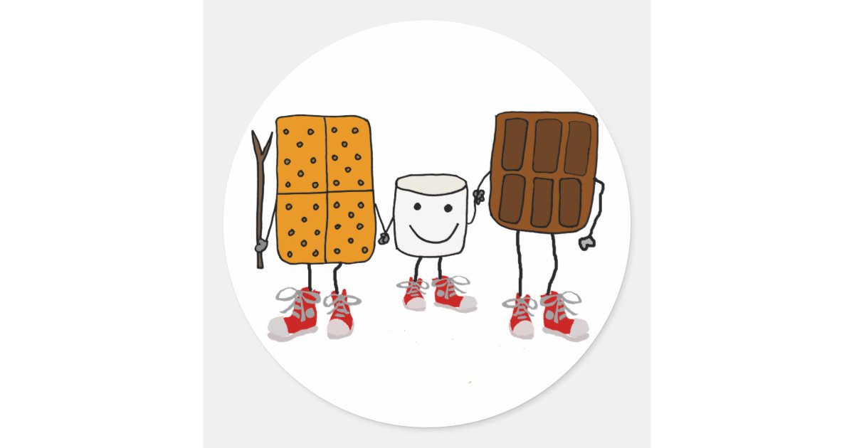 Funny Smores Characters Cartoon Ronde Sticker | Zazzle.nl