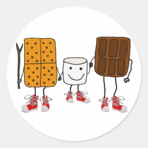 Funny Smores Characters Cartoon Ronde Sticker