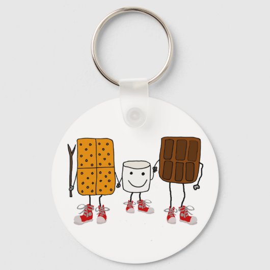 Funny Smores Characters Cartoon Sleutelhanger (Voorkant)