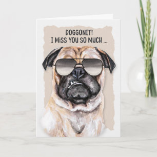 Funny Smug Pug Dog in zonnebril die je mist Kaart
