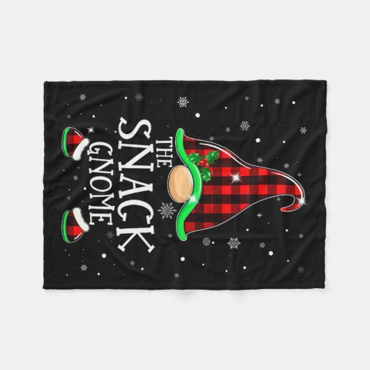 Funny Snack Gnome Buffalo Plaid Matching Christmas Fleece Deken (Voorkant (Horizontaal))