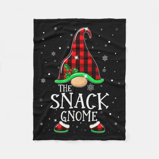 Funny Snack Gnome Buffalo Plaid Matching Christmas Fleece Deken (Voorkant)