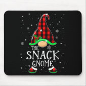 Funny Snack Gnome Buffalo Plaid Matching Christmas Muismat (Voorkant)