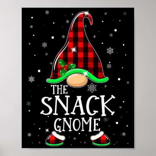 Funny Snack Gnome Buffalo Plaid Matching Christmas Poster (Voorkant)