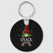 Funny Snack Gnome Buffalo Plaid Matching Christmas Sleutelhanger (Voorkant)
