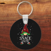 Funny Snack Gnome Buffalo Plaid Matching Christmas Sleutelhanger (Voorkant)