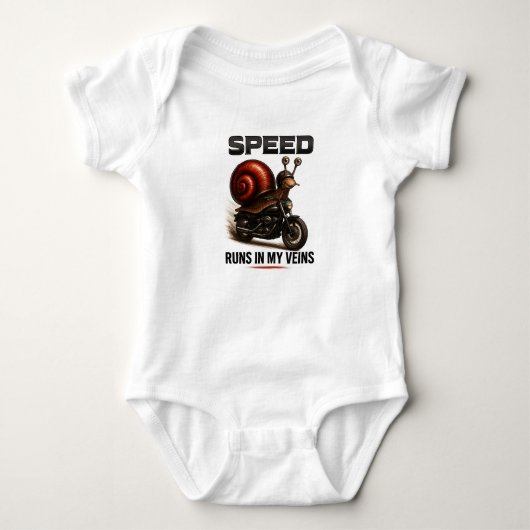 Funny Snail Biker – Speed Runs in My Veins Romper (Voorkant)