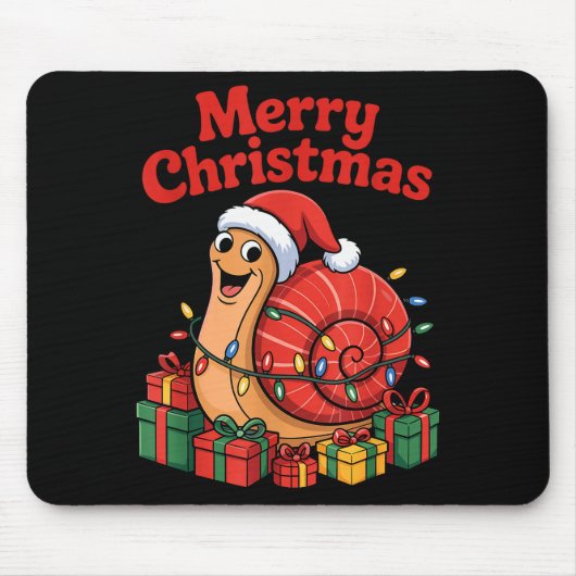 Funny Snail Santa Hat Animals Lovers Ugly Christma Muismat (Voorkant)