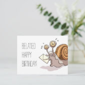 Funny Snail Verlaat Happy Birthday Kaart Cartoon (Staand voorkant)