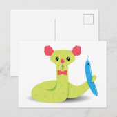 Funny Snake Clown w/ Snake Balloon Animal Postcad Briefkaart (Voorkant / Achterkant)