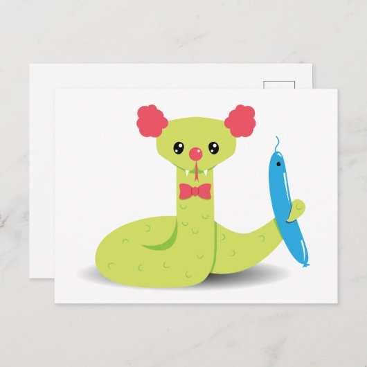 Funny Snake Clown w/ Snake Balloon Animal Postcad Briefkaart (Voorkant / Achterkant)