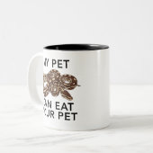 Funny Snake My Pet Can Eat Your Pet Ball Python Tweekleurige Koffiemok (Voorkant links)