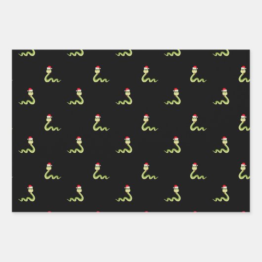 Funny Snake Santa Claus Pet Merry Kerstmis Inpakpapier Vel (Voorkant 3)
