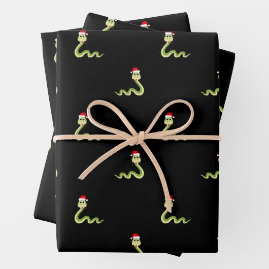 Funny Snake Santa Claus Pet Merry Kerstmis Inpakpapier Vel (In situ)