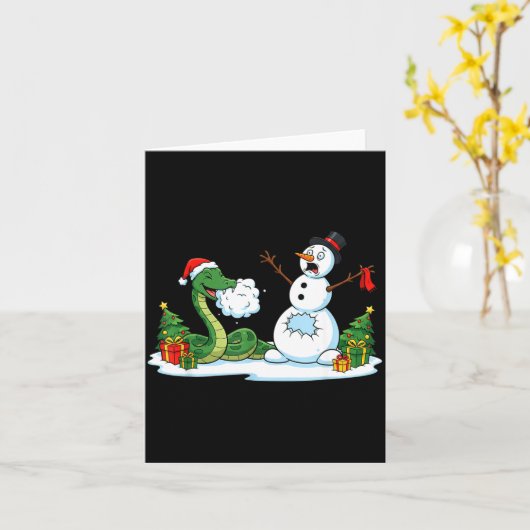 Funny Snake Snowman Christmas Tree Xmas Womens Men Kaart (Gele Bloem)