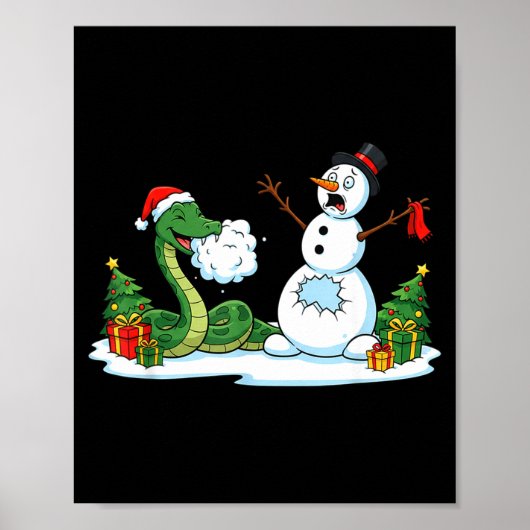 Funny Snake Snowman Christmas Tree Xmas Womens Men Poster (Voorkant)