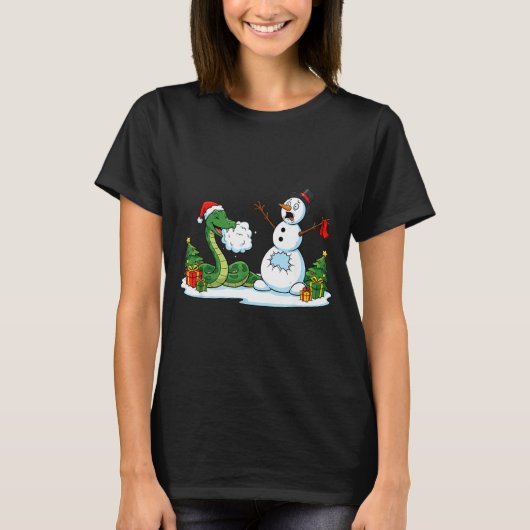 Funny Snake Snowman Christmas Tree Xmas Womens Men T-shirt (Voorkant)