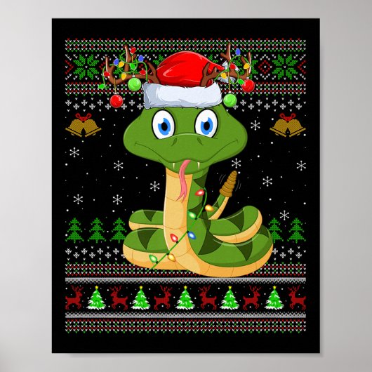 Funny Snake Ugly Christmas Sweaters Holiday Santa Poster (Voorkant)