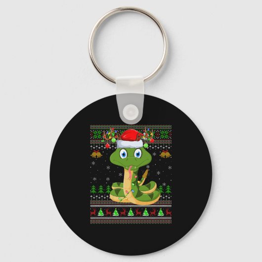Funny Snake Ugly Christmas Sweaters Holiday Santa Sleutelhanger (Voorkant)