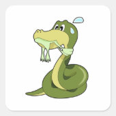 Funny Snake Vierkante Sticker (Voorkant)