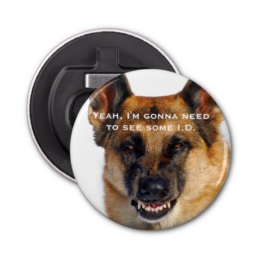 Funny Snarling German Shepherd Bottle Opener (Voorkant)