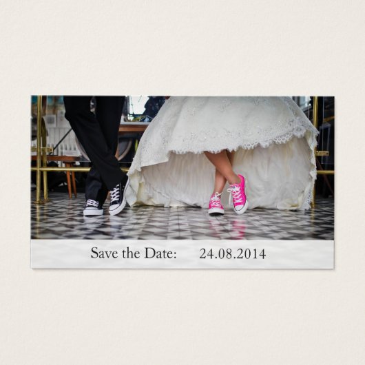 Funny Sneakers Save the Date Wedding Visitekaartje (Voorkant)