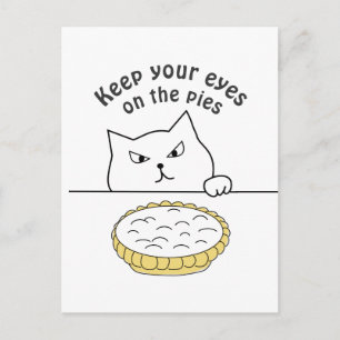 Funny Sneaky Cat na Cream Pie Briefkaart