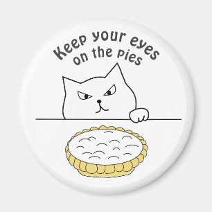 Funny Sneaky Cat na Illustratie van Cream Pie Magneet