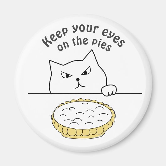 Funny Sneaky Cat na Illustratie van Cream Pie Magneet (Voorkant)