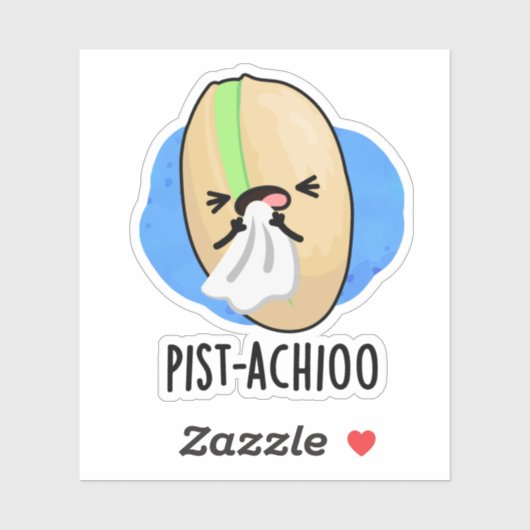 Funny Sneezing Nut Pistachio Pun Sticker (Vel)
