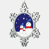 Funny snewmans familie tin sneeuwvlok ornament (Rechts)