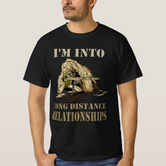 Funny Sniper Camo Long Distance Relationship Gun L T-shirt (Voorkant)