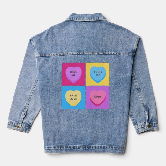 Funny Snoep Hearts Anti-Valentijnsdag Denim Jacket (Achterkant)