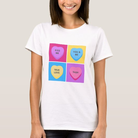 Funny Snoep Hearts Anti-Valentijnsdag T-shirt (Voorkant)
