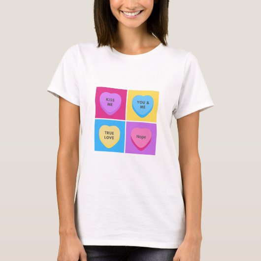 Funny Snoep Hearts Anti-Valentijnsdag T-shirt (Voorkant)