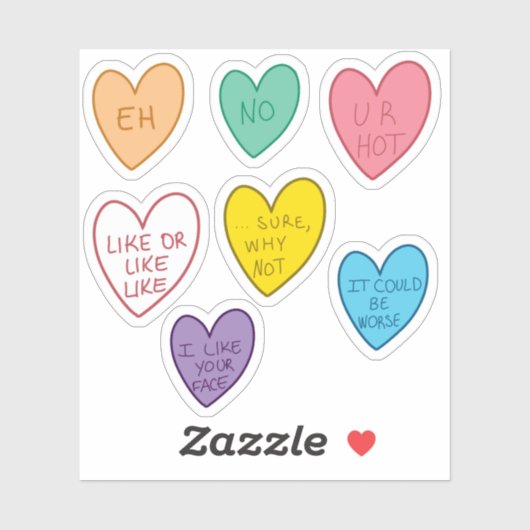 Funny Snoep Hearts Stickers (Vel)