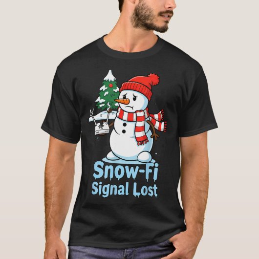 Funny Snow-fi Signal Lost Snowman Christmas Design T-shirt (Voorkant)